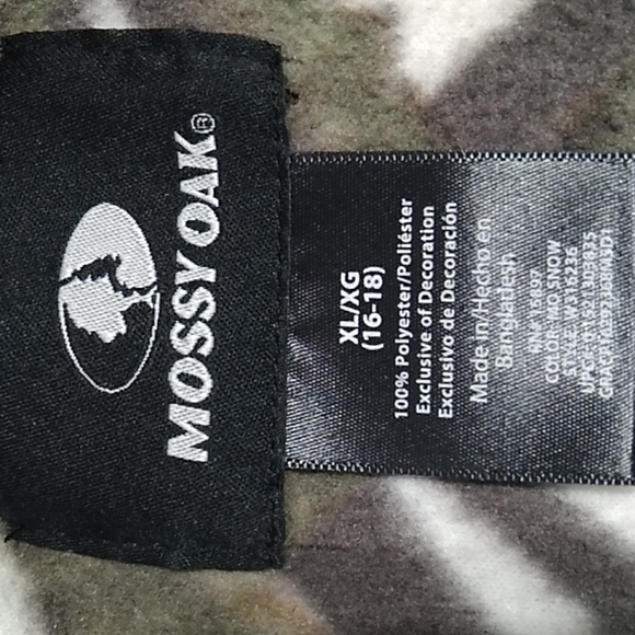 FINAL SALE! Mossy Oak Zip Up Jacket W/Thumb Holes Sz.XL 16-18 Like New - Picture 7 of 9